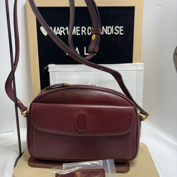Cartier Handbags - Cartier Burgundy Leather Crossbody Bag